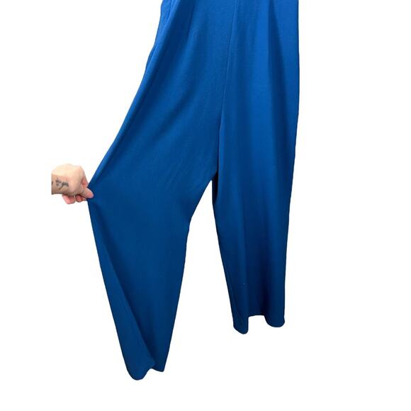 Gal Meets Glam Sylvia Jumpsuit Blue One Shoulder Bow size 6 Small Sleeveless - Picture 3 of 12